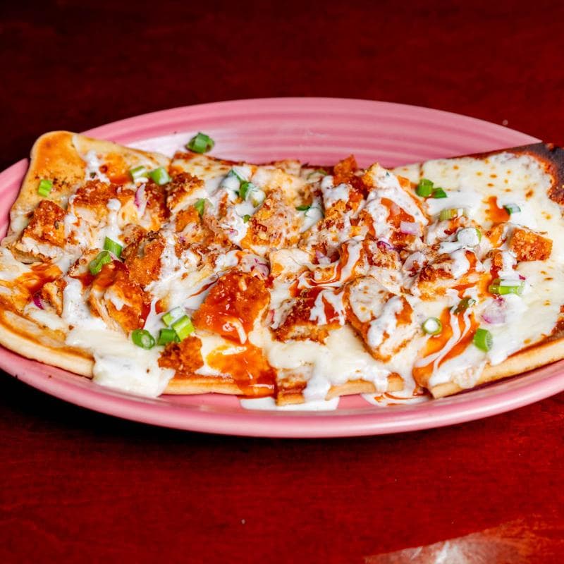 Buffalo chicken flatbread served at Jack's Seafood Bar & Grill